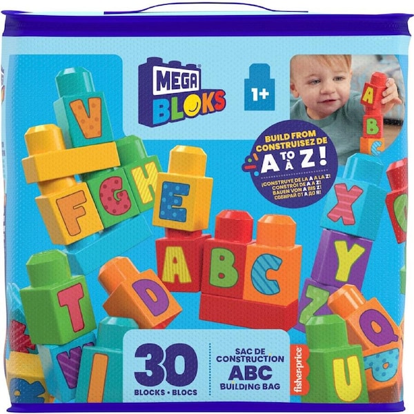 Mattel Mega Bloks ABC Building Bag Educational Building Blocks Toy Kids 1y+
