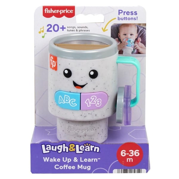 Mattel Fisher Price Infant Wake Up & Learn Coffee Mug Musical Toy Baby 6m+