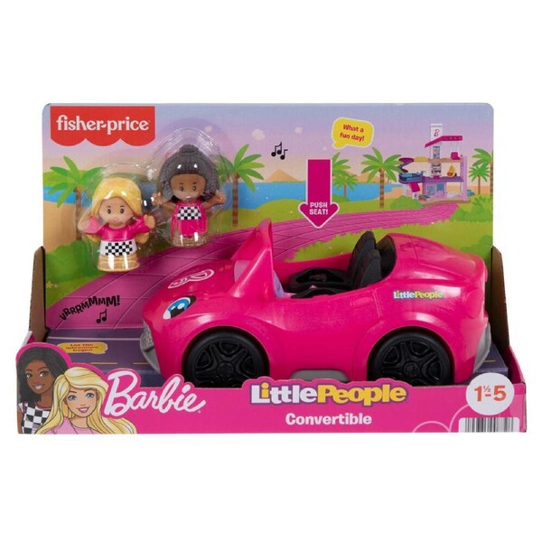 Mattel Fisher Price Little People Barbie Convertible Car Toy Kids Pink 1y+