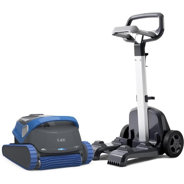 Dolphin S400 Corded Robotic Pool Cleaner Free Caddy Cleans Floor, Wall, Waterline Up to 2.5hours Runtime Pool Vacuum for Inground Pools Deep Cleaning Large Filter with WiFi Bluetooth