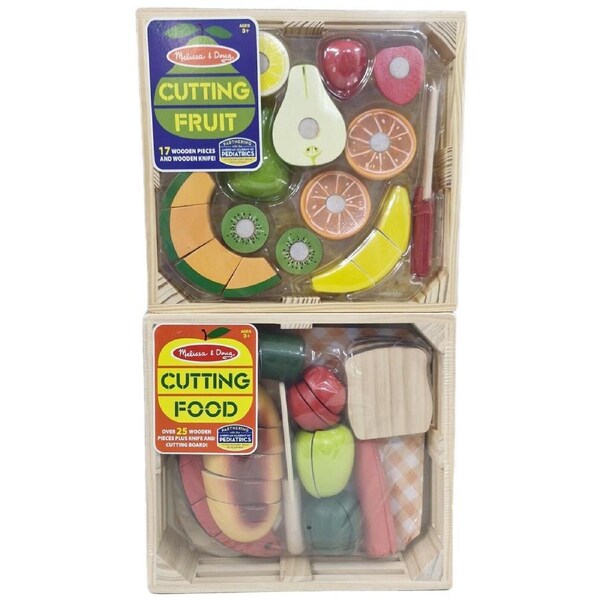 Melissa & Doug Cutting Food + Cutting Fruit Wooden Play Food Set