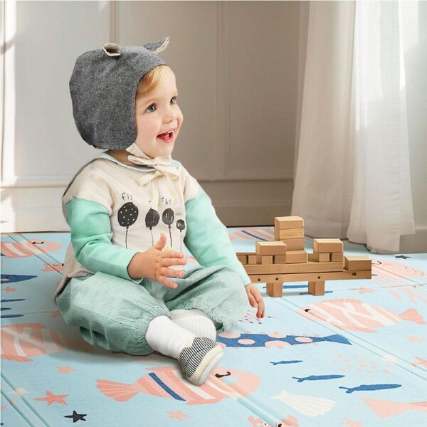 Playpals Kid Play Mat Baby Crawling Double Foldable Pad Non-slip XPE Foam Carpet