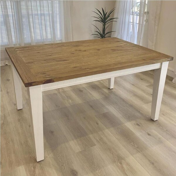 Leura Belle Rustic Rectangle 150cm x 100cm Indoor Timber Dining Table - Dining Tables