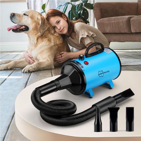 Petzly 3200W Pet Hair Dryer Cat Dog Grooming Blow Hairdryer Blower 3 Nozzles