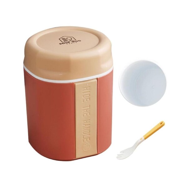 Soup Cup Anti-scaling Leak-proof Double-layered Insulated Lunch Breakfast Cup Household Supplies-Pink 1