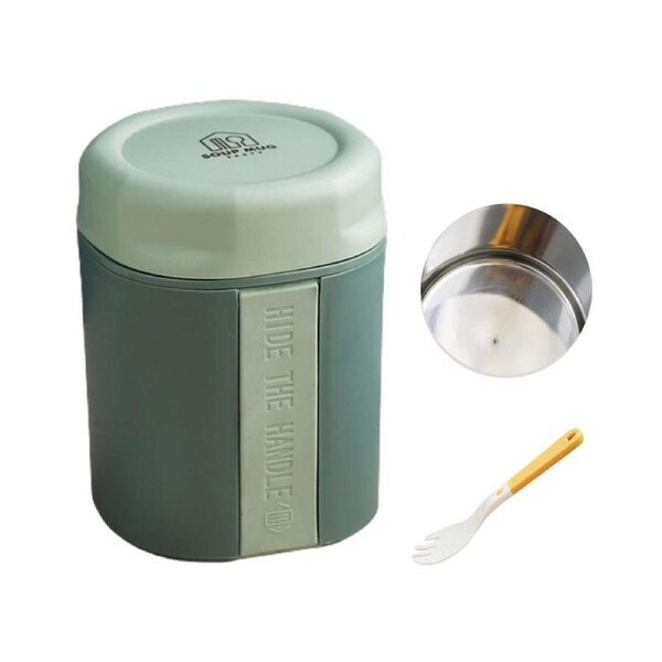 Soup Cup Anti-scaling Leak-proof Double-layered Insulated Lunch Breakfast Cup Household Supplies-Green 2
