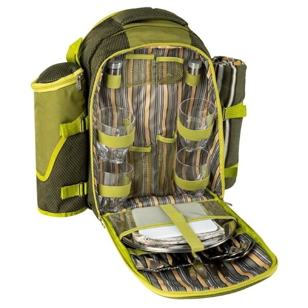 4 Person Picnic Blanket Stainless Steel Fork/Cup/Utensils/Cutlery Backpack Set