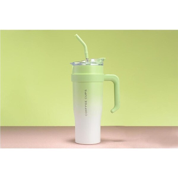40oz Tumbler with Handle Straw and Lid Insulated Water Bottle Stainless Steel Reusable Travel Mug-Green