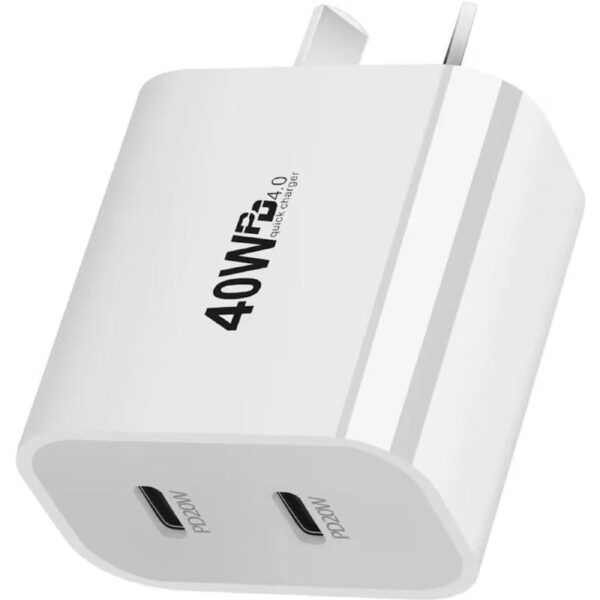40W Dual Type C PD Fast Wall Charger Adapter For IOS, Android & All Type C Devices