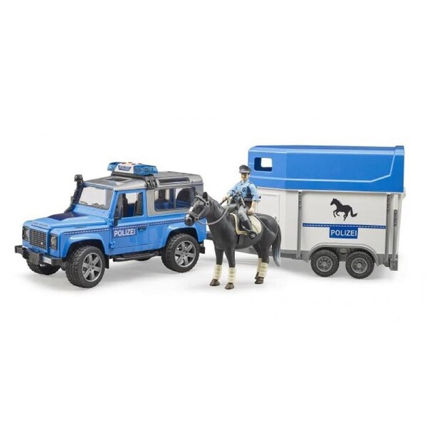 Bruder Emergency Land Rover Defender Police Vehicle with Horse Trailer