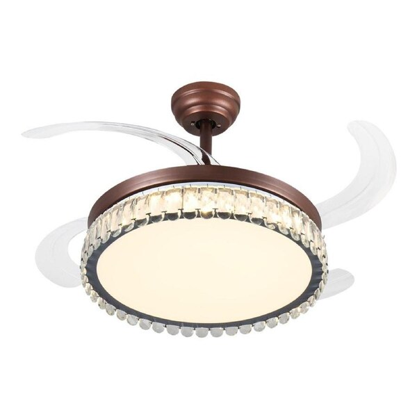 Windora Thalia 42" Antique Bronze Crystal Chandelier DC Ceiling Fan w/ 3CCT LED Remote