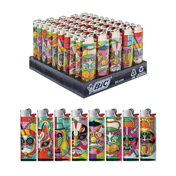 50x BIC Maxi Mask Lighters Various Colour Box J26