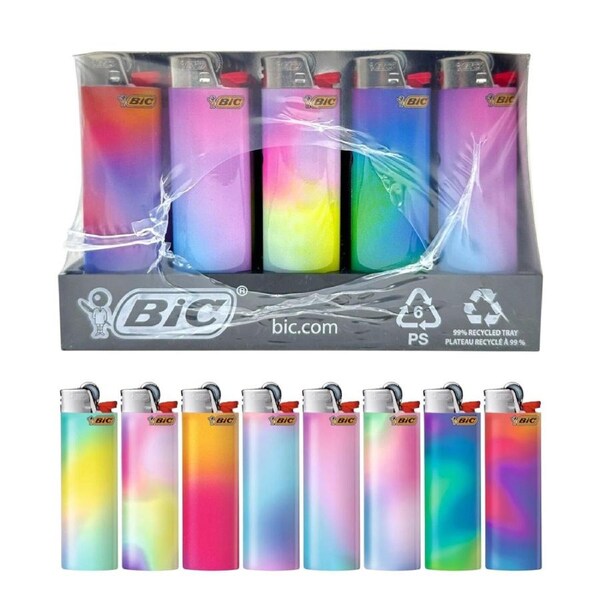 50x BIC Maxi Gradient Lighters Various Colour Box J26
