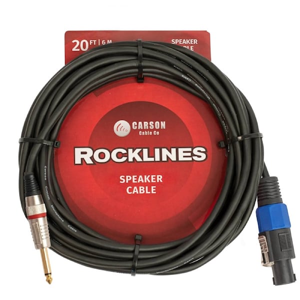 Carson Cable Co Rocklines 20 FT Speaker Cable: Speakon Male to Straight Jack