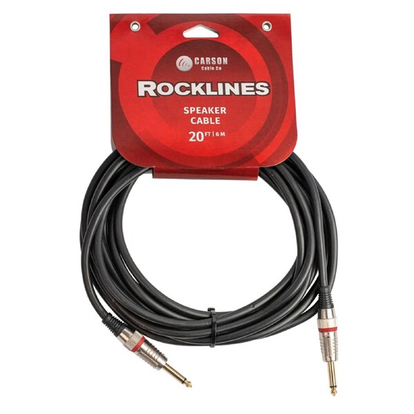 Carson Cable Co Carson Rocklines 20 FT Speaker Cable with Straight Jacks, Diecast 7mm