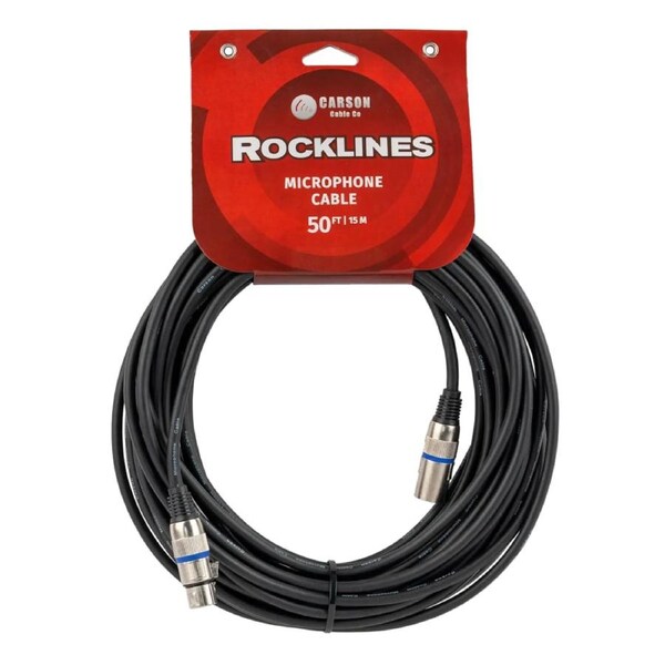 Carson Cable Co Carson Rocklines 50ft XLR Male to Female Microphone Audio Cable