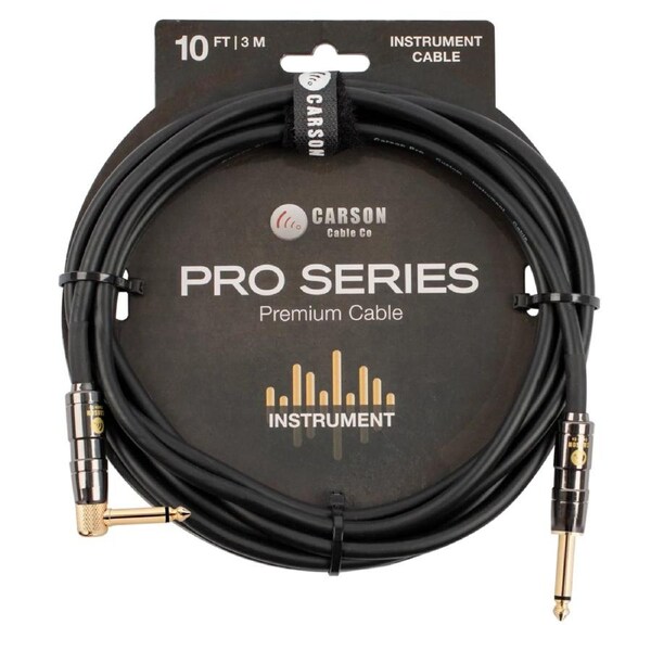 Carson Cable Co Pro 10ft Guitar Cable with Straight to Right Angle Jacks
