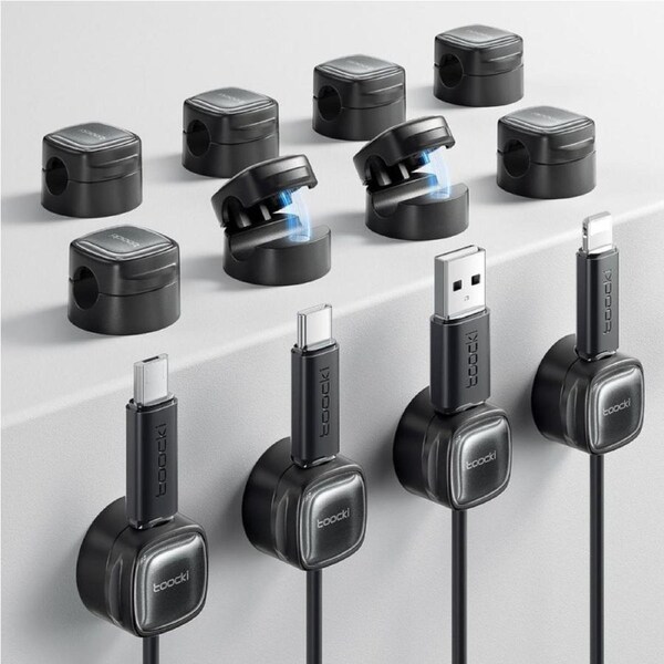 toocki 12 Pack Magnetic Cable Organiser, Adjustable Secure Cable Management, Wire Keeper for Phone USB Charger Cables, Ideal for Home, Office, Car, Desk,Nightstand Spaces