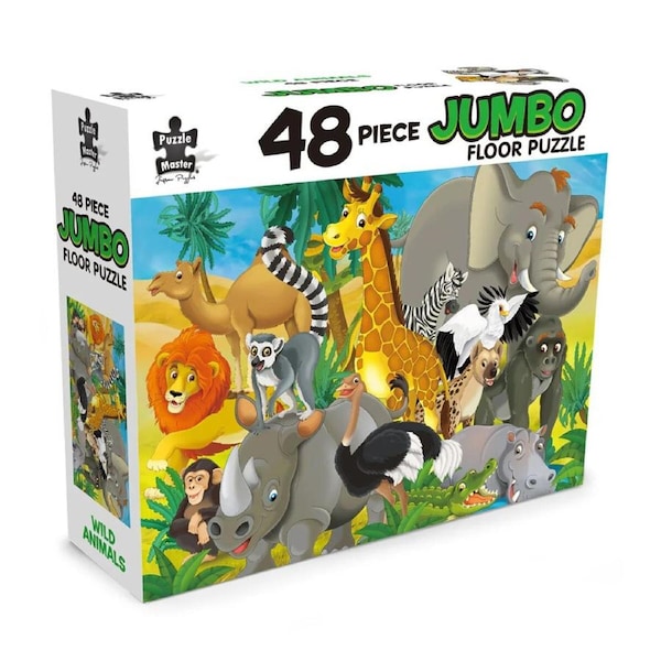 Puzzle Master Jumbo Jigsaw Floor Puzzle 48 Piece Wild Animals