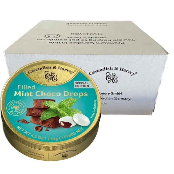 Cavendish & Harvey Filled Mint Choco Drops 130gm x 12