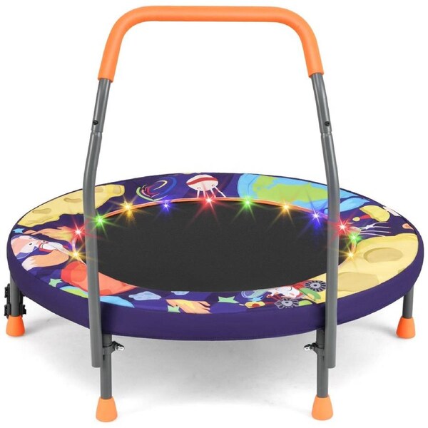 Babyjoy Foldable Trampoline Mini Trampoline w/Foam Handle & Carry Bag Indoor & Outdoor Trampoline Purple