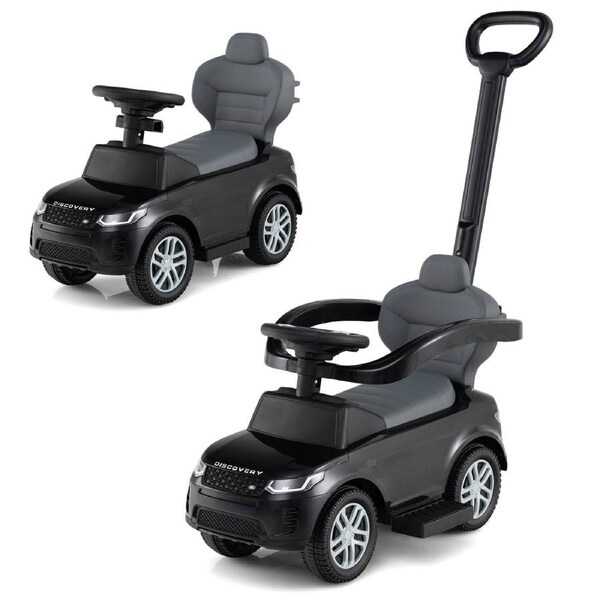 Babyjoy 3-in-1 Push Car Ride on Toy w/Removable Handle & Horn Foot to Floor Sliding Car Black