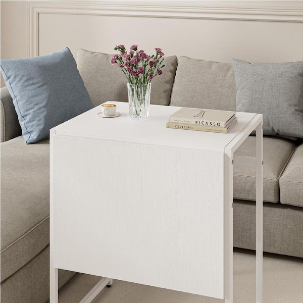 Advwin Foldable Drop Leaf Dining Table Compact Work Desk for Small Spaces for Apartments & Home Office White