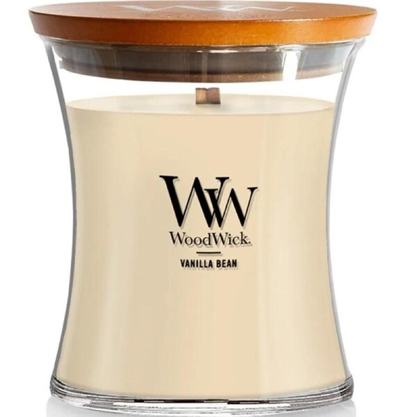 WoodWick Vanilla Bean Medium Candle Crackles As It Burns 275G Hourglass