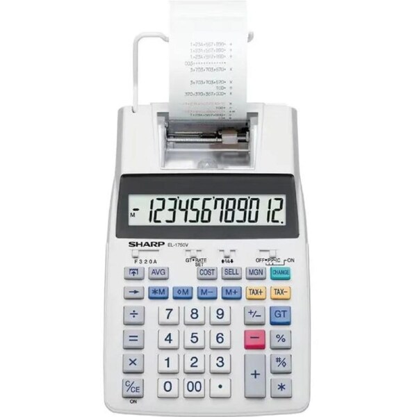 Sharp 12 Digit Desktop Printing Calculator Printer EL-1750V