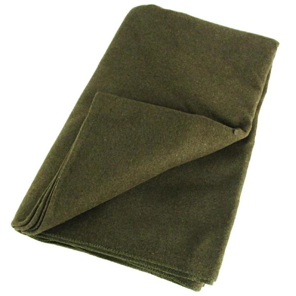 85% Wool Olive Blanket – Heavy-Duty Camping Blanket, 2.2m x 1.7m