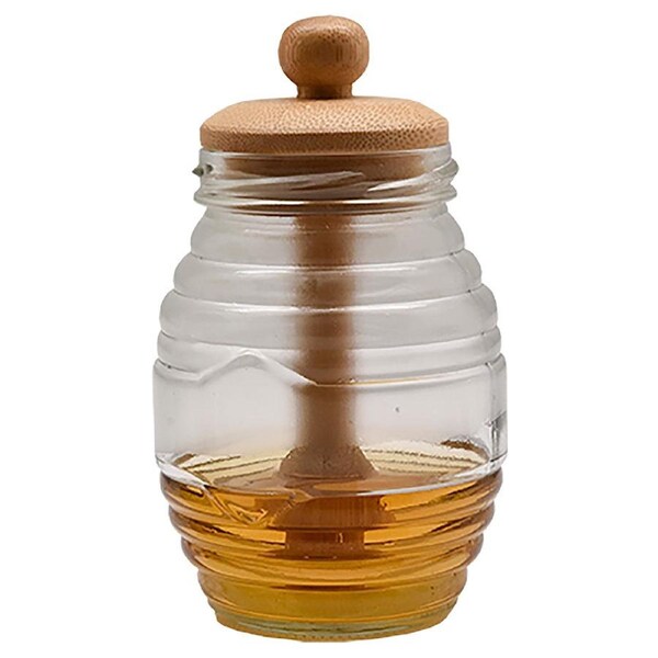 Glass Honey Jar with Bamboo Lid & Dipper