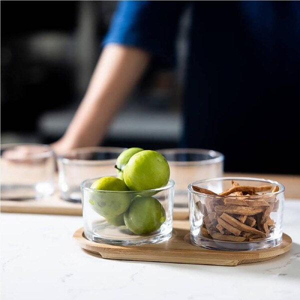 Glass Bowls With Tray - 3 Piece Set