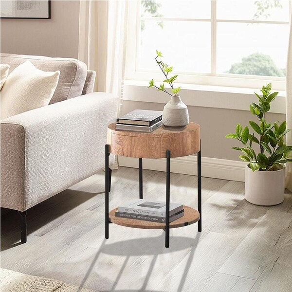 Felled Round Side Table 460mm - American Oak