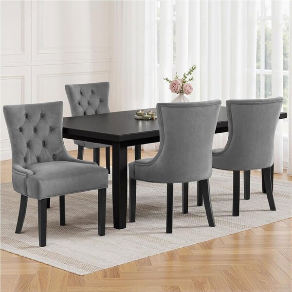 Artiss Dining Chairs Set of 4 Velvet French Provincial Grey