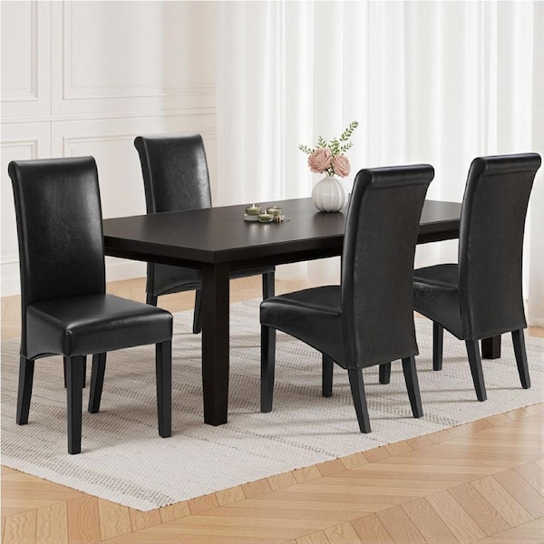 Artiss Dining Chairs Set of 4 Leather Parsons Chair Black
