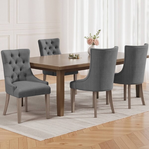 Artiss Dining Chairs Set of 4 Linen French Provincial Grey