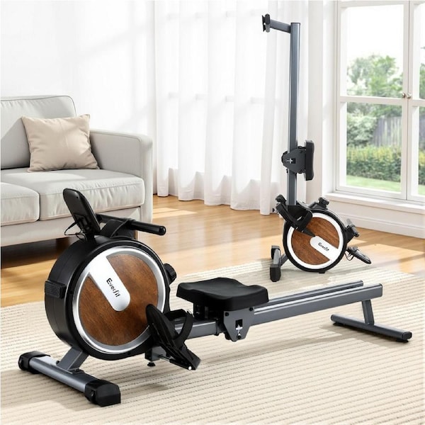 Everfit 16 Level Magnetic Rowing Machine for Home with App Connect Walnut