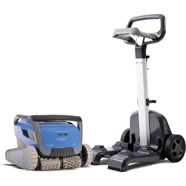 Dolphin M600 Robotic Pool Cleaner for Floor, Walls, Waterline Vacuum Pool Cleaner Cable 18m Swivel, Large Filter, Caddy Included for In-Ground Above Pools Up to 15m WiFi Connected MyDolphin Plus App