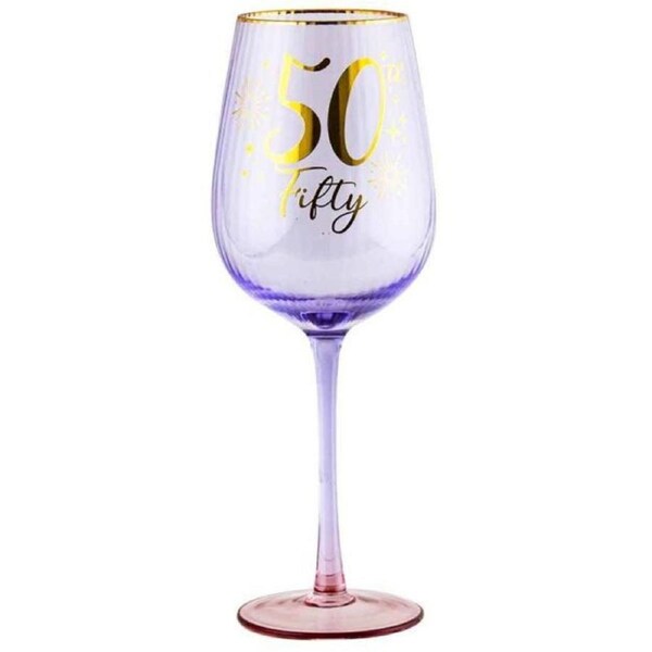 Fluted Purple Wine Glass - 50th