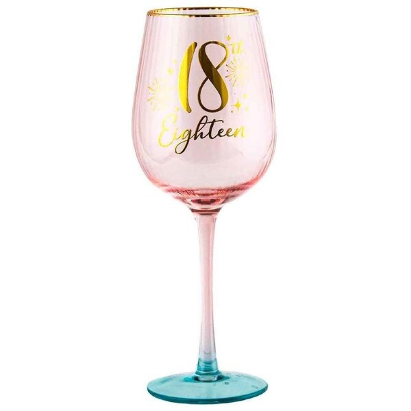 Fluted Pink Wine Glass - 18th