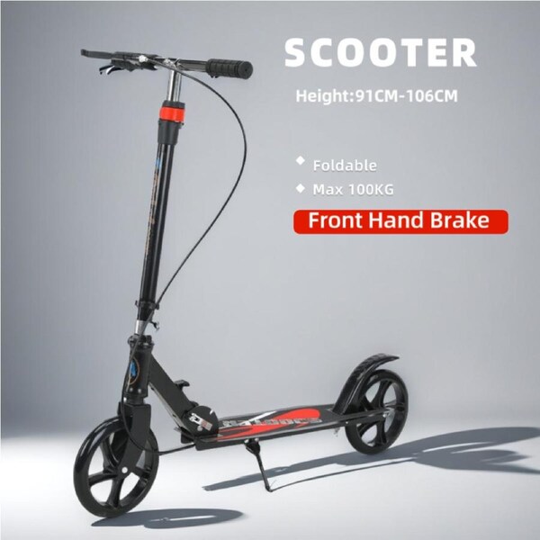 Folding Scooter Push Hand Brake Scooter Large Wheels Adjustable Adult Commuter Teen