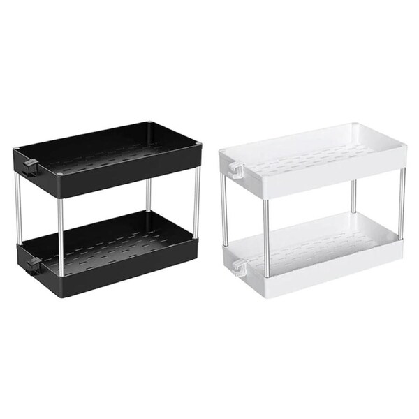 Under Sink Organizer Kitchen Spice Rack Bathroom Storage Shelf Holder 2 Tier