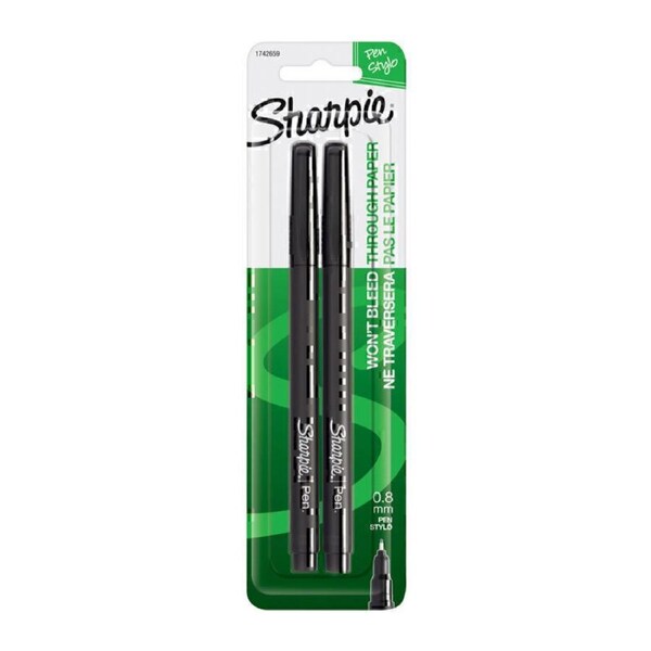 Sharpie Pen Fine Blk Pk2 Bx6