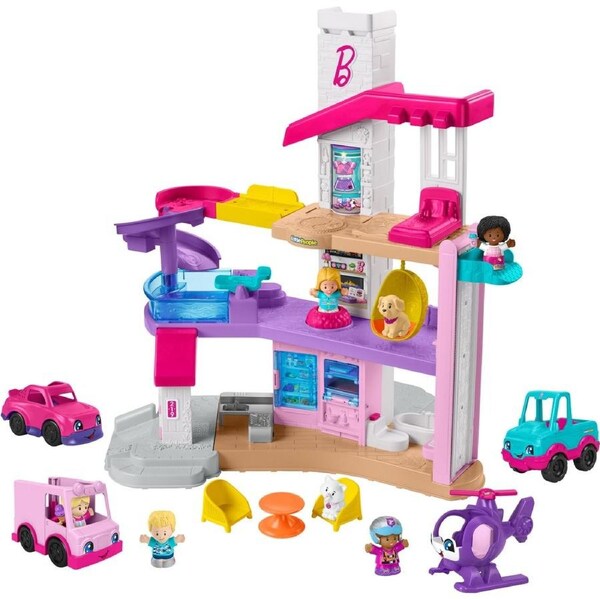 Little People Barbie DreamHouse Bundle with 7 Figures and 4 Vehicles