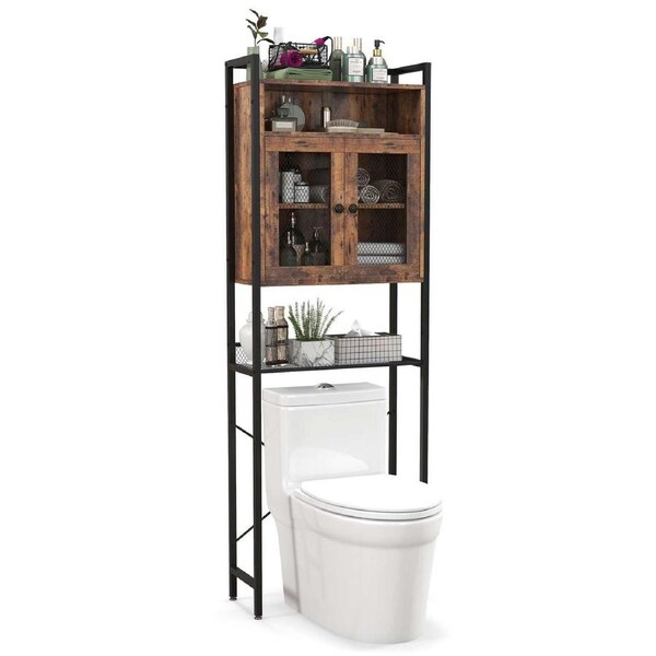 Costway 5-Tier Bathroom Cabinet X-shaped Toilet Storage Organise w/Adjustable Shelf