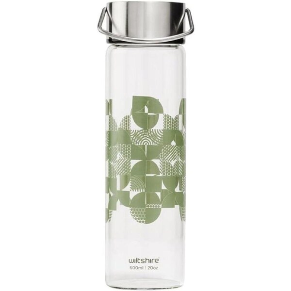 Wiltshire Glass Water Bottle, 600 ml Capacity, Sage
