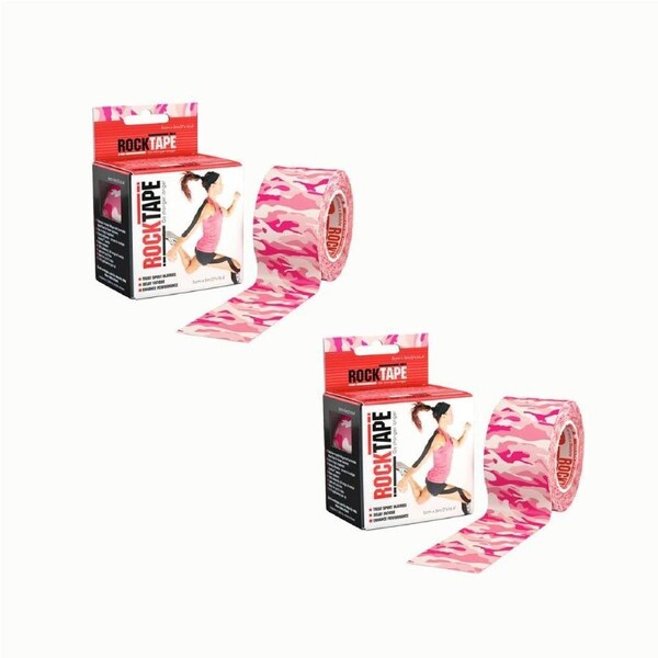 2PK Rocktape Standard Training Muscle Secure Adhesive Kinesiology Tape Pink