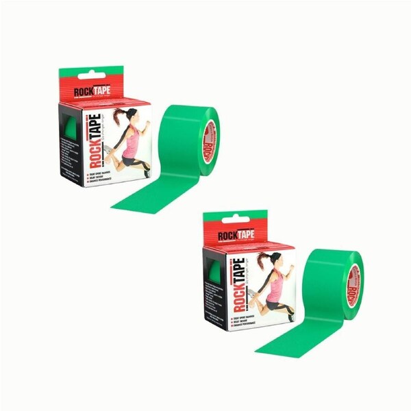 2PK Rocktape Standard Training Gentle & Secure Adhesive Kinesiology Tape Green