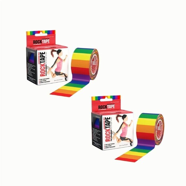 2PK Rocktape Standard Training Gentle & Secure Adhesive Kinesiology Tape Rainbow