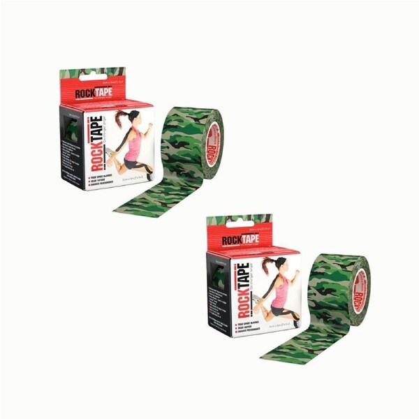 2PK Rocktape Standard Training Gentle & Secure Adhesive Kinesiology Tape Green